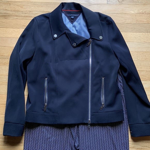 Tommy Hilfiger Navy Moto jacket and drawstring pants set - Picture 2 of 12